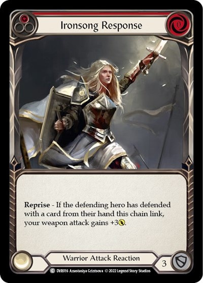 Ironsong Response (RVD/DVR) #DVR016 Common (Lightly Played) Classic Battles: Rhinar vs Dorinthea Flesh and Blood TCG: 2022