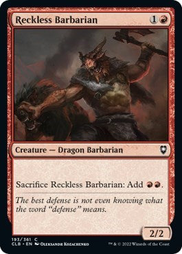 Reckless Barbarian (CLB) #193 Common (Lightly Played) Commander Legends: Battle for Baldur's Gate Magic: The Gathering: 2022