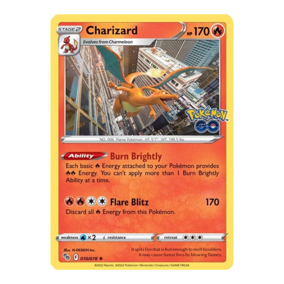 Charizard (PGO) #010/078 Holo Rare Pokemon GO Pokemon: 2022