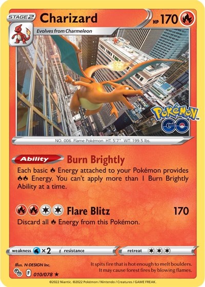 Charizard (PGO) #010/078 Holo Rare Pokemon GO Pokemon: 2022