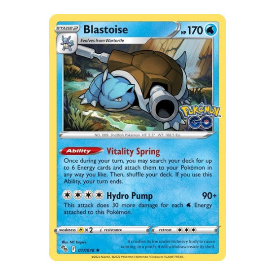 Blastoise (PGO) #017/078 Holo Rare (Holofoil Near Mint) Pokemon GO Pokemon: 2022