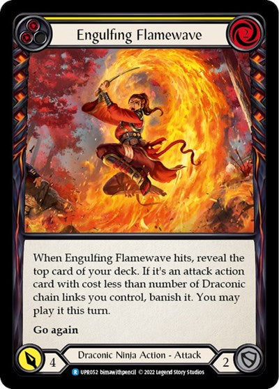 Engulfing Flamewave Yellow (UPR) #UPR052 Rare (Lightly Played) Uprising Flesh and Blood TCG: 2022