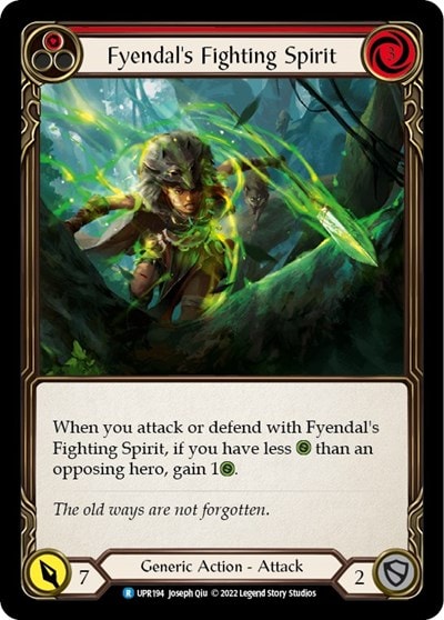 Fyendals Fighting Spirit Red (UPR) #UPR194 Rare (Lightly Played) Uprising Flesh and Blood TCG: 2022