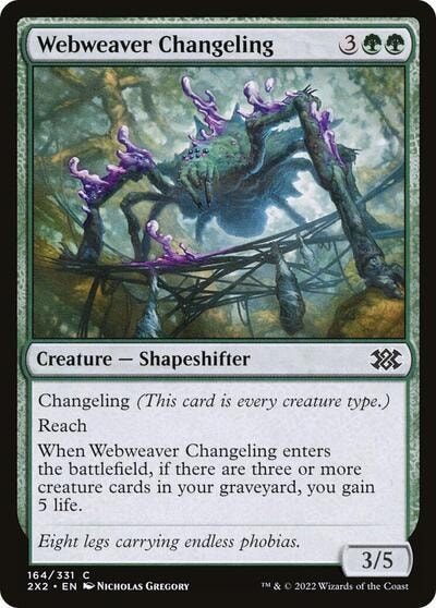 Webweaver Changeling (2X2) #164 Common (Lightly Played) Double Masters 2022 Magic: The Gathering: 2022