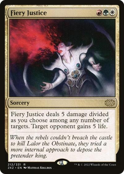 Fiery Justice (2X2) #212 Rare (Lightly Played) Double Masters 2022 Magic: The Gathering: 2022
