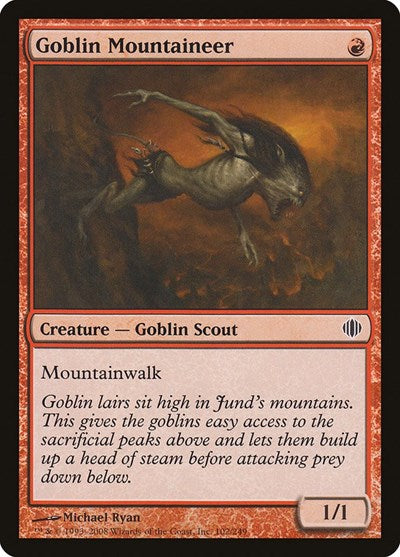 Goblin Mountaineer (ALA) #102 Common (Moderately Played) Shards of Alara Magic: The Gathering: 2008