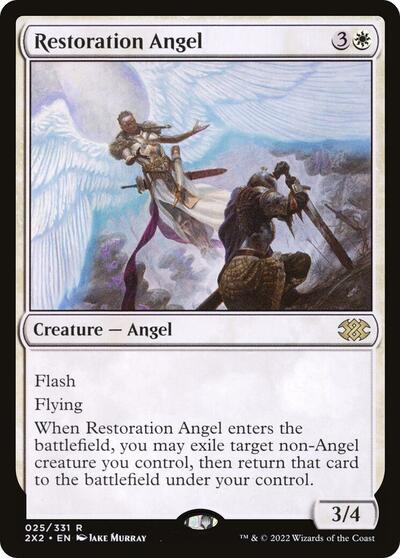 Restoration Angel (2X2) #25 Rare (Foil Lightly Played) Double Masters 2022 Magic: The Gathering: 2022