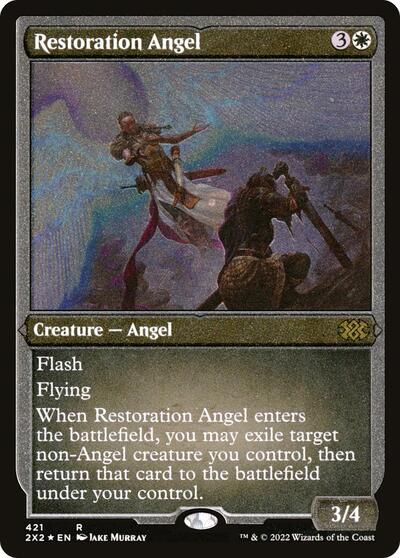 Restoration Angel Foil Etched (2X2) #421 Rare (Foil Lightly Played) Double Masters 2022 Magic: 2022