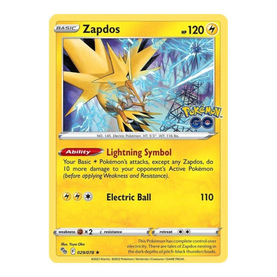 Zapdos (PGO) #029/078 Holo Rare Pokemon GO Pokemon: 2022