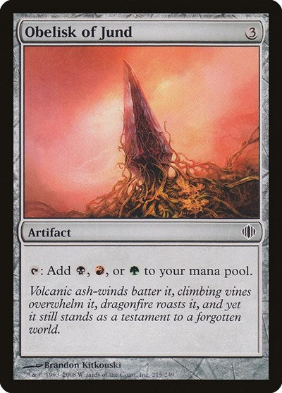 2008 Magic: Shards of Alara (ALA) - Obelisk of Jund (#215, Common)