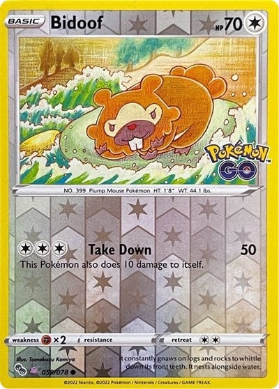 Bidoof (Peelable Ditto) (PGO) #059/078 Common (Reverse Holofoil Near Mint) Pokemon GO Pokemon: 2022