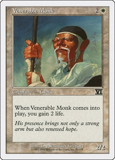 Venerable Monk (6ED) #50 Common (Lightly Played) Classic Sixth Edition Magic: 1999
