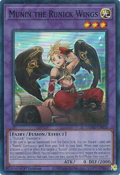 Munin the Runick Wings (TAMA) #TAMA-EN038 Super Rare (1st Edition Near Mint) Tactical Masters YuGiOh: 2022