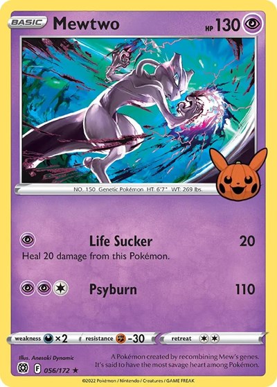Mewtwo (TTBB) #056/172 Promo (Holofoil Near Mint) Trick or Trade BOOster Bundle Pokemon: 2022