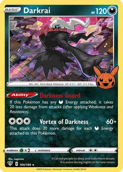 Darkrai (TTBB) #105/189 Promo (Holofoil Near Mint) Trick or Trade BOOster Bundle Pokemon: 2022