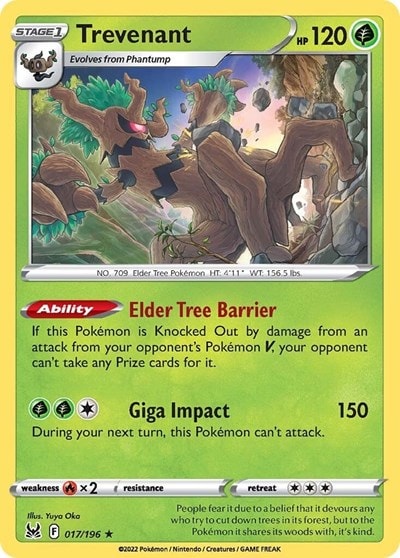 Trevenant (SWSH11) #017/196 Holo Rare (Reverse Holofoil Near Mint) SWSH11: Lost Origin Pokemon: 2022