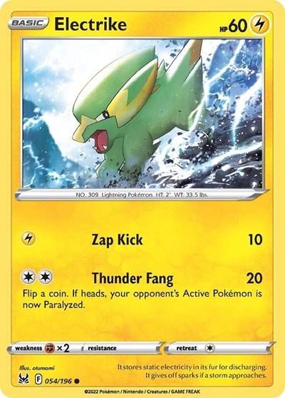 Electrike (SWSH11) #054/196 Common (Reverse Holofoil Moderately Played) SWSH11: Lost Origin Pokemon: 2022