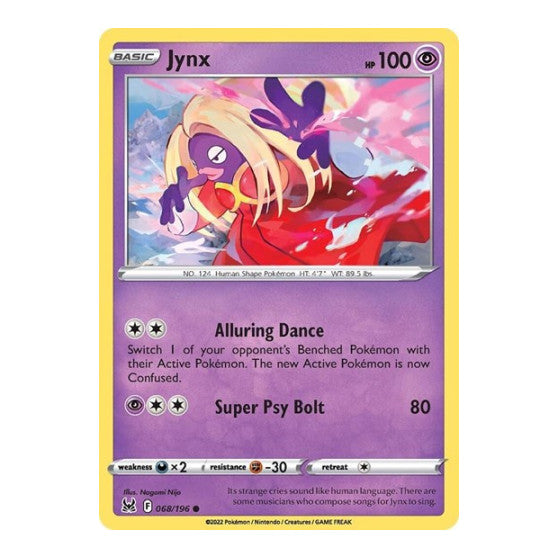 Jynx (SWSH11) #068/196 Common (Reverse Holofoil Lightly Played) SWSH11: Lost Origin Pokemon: 2022