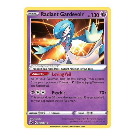 Radiant Gardevoir (SWSH11) #069/196 Radiant Rare SWSH11: Lost Origin Pokemon: 2022