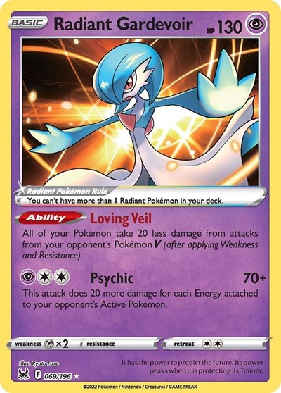Radiant Gardevoir (SWSH11) #069/196 Radiant Rare SWSH11: Lost Origin Pokemon: 2022