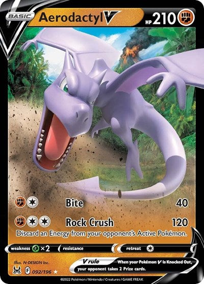 Aerodactyl V (SWSH11) #092/196 Ultra Rare (Holofoil Near Mint) SWSH11: Lost Origin Pokemon: 2022