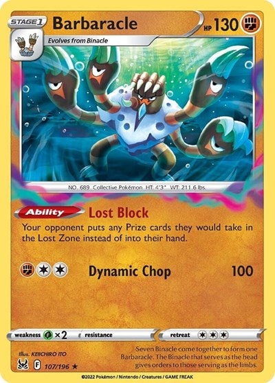 Barbaracle (SWSH11) #107/196 Holo Rare (Reverse Holofoil Moderately Played) SWSH11: Lost Origin Pokemon: 2022