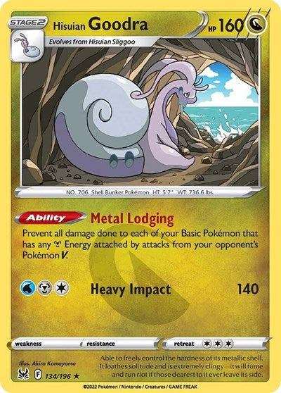 Hisuian Goodra (SWSH11) #134/196 Holo Rare (Reverse Holofoil Moderately Played) SWSH11: Lost Origin Pokemon: 2022