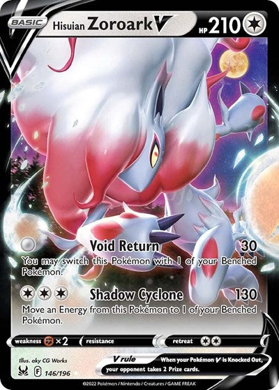 Hisuian Zoroark V (SWSH11) #146/196 Ultra Rare (Holofoil Near Mint) SWSH11: Lost Origin Pokemon: 2022