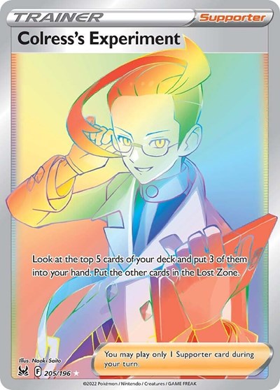 Colresss Experiment Secret (SWSH11) #205/196 Secret Rare (Holofoil Near Mint) SWSH11: Lost Origin Pokemon: 2022
