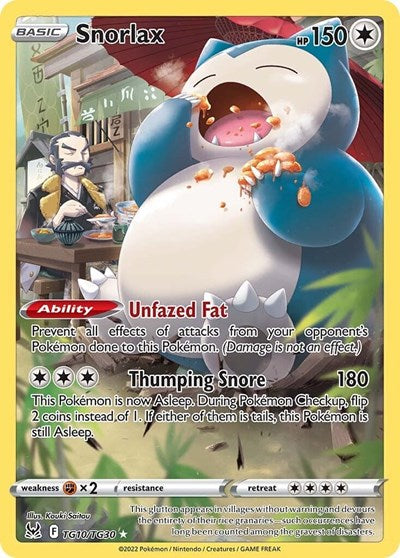 Snorlax (SWSH11: TG) #TG10/TG30 Ultra Rare SWSH11: Lost Origin Trainer Gallery Pokemon: 2022