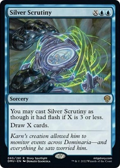 Silver Scrutiny (PPDMU) #65p Rare (Lightly Played) Promo Pack: Dominaria United Magic: The Gathering: 2022