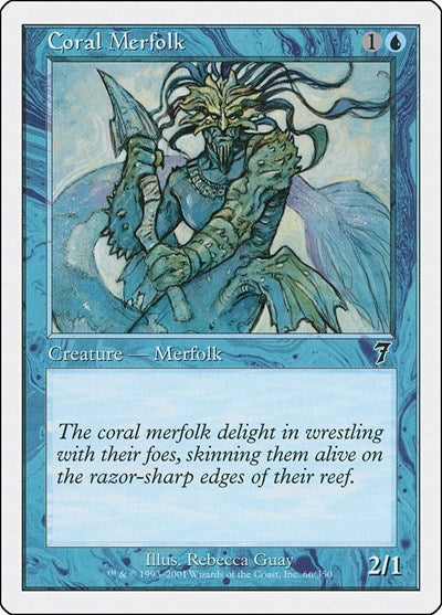Coral Merfolk (7ED) #66★ Common (Lightly Played) 7th Edition Magic: The Gathering: 2001