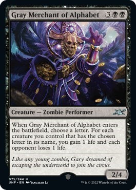 2022 Magic: Unfinity (UNF) - Gray Merchant of Alphabet (#75, Uncommon)