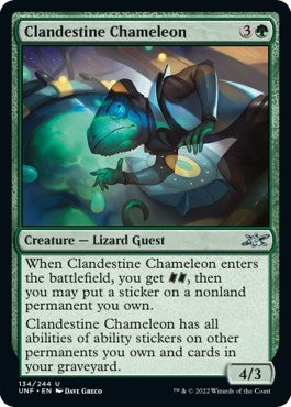 Clandestine Chameleon (UNF) #134 Uncommon (Lightly Played) Unfinity Magic: 2022