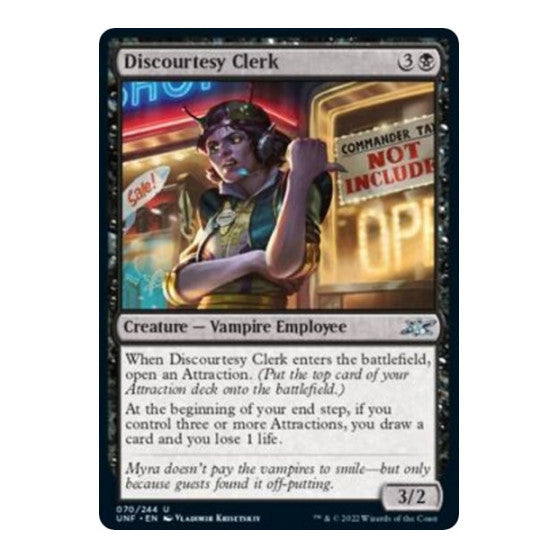 Discourtesy Clerk (UNF) #70 Uncommon (Foil Lightly Played) Unfinity Magic: The Gathering: 2022