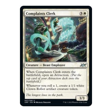 Complaints Clerk (UNF) #7 Uncommon (Foil Lightly Played) Unfinity Magic: The Gathering: 2022