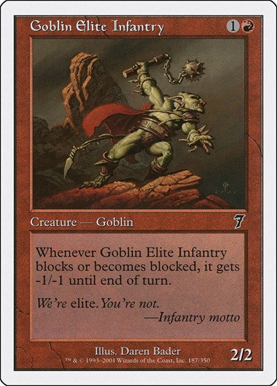 Goblin Elite Infantry (7ED) #187★ Common (Heavily Played) 7th Edition Magic: The Gathering: 2001