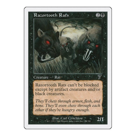 Razortooth Rats (7ED) #158 Common (Moderately Played) 7th Edition Magic: The Gathering: 2001