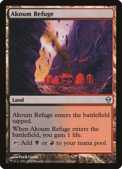 Akoum Refuge (ZEN) #210 Uncommon (Near Mint) Zendikar Magic: The Gathering: 2009