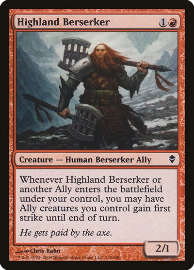 Highland Berserker (ZEN) #132 Common Zendikar Magic: The Gathering: 2009