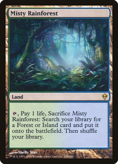 Misty Rainforest (ZEN) #220 Rare (Moderately Played) Zendikar Magic: The Gathering: 2009