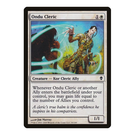 Ondu Cleric (ZEN) #30 Common (Lightly Played) Zendikar Magic: The Gathering: 2009