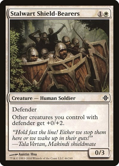 Stalwart Shield Bearers (ROE) #46 Common (Moderately Played) Rise of the Eldrazi Magic: The Gathering: 2010