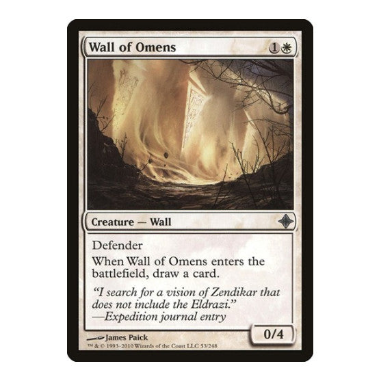 Wall of Omens (ROE) #53 Uncommon (Moderately Played) Rise of the Eldrazi Magic: The Gathering: 2010