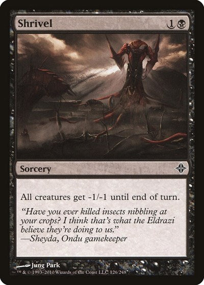 Shrivel (ROE) #126 Common (Moderately Played) Rise of the Eldrazi Magic: The Gathering: 2010
