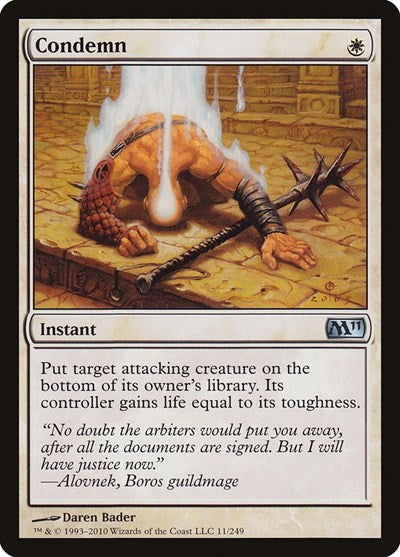 Condemn (M11) #11 Uncommon (Lightly Played) Magic 2011 (M11) Magic: The Gathering: 2010