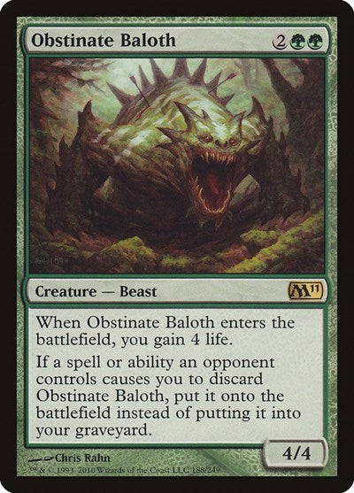 Obstinate Baloth (M11) #188 Rare (Lightly Played) Magic 2011 (M11) Magic: 2010
