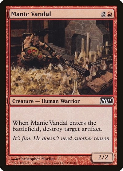 Manic Vandal (M11) #151 Common (Moderately Played) Magic 2011 (M11) Magic: The Gathering: 2010