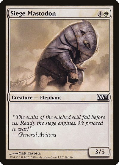 Siege Mastodon (M11) #29 Common (Lightly Played) Magic 2011 (M11) Magic: The Gathering: 2010