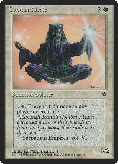 Combat Medic Beard Jr (FEM) #1a Common (Heavily Played) Fallen Empires Magic: The Gathering: 1994
